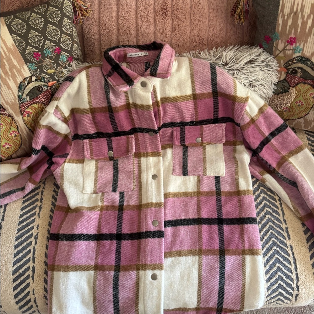 Staccato Pink and White Plaid Shaket